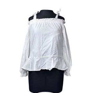 Habitual Womens Off-Shoulder White Blouse Size 14 Cotton Blend